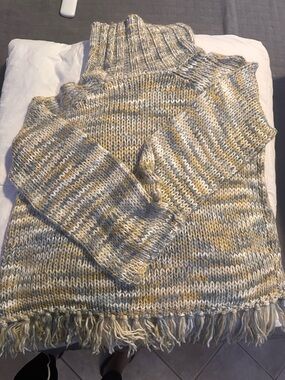Solitaire Marled Cowl Neck Sweater in Cream and Yellow